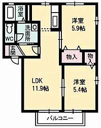 ディアス昭和2 2LDKの間取図画像