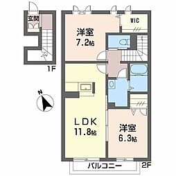 シャーメゾンAYA1 2LDKの間取図画像