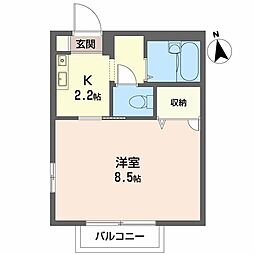 ジュネス新浜 1Kの間取図画像