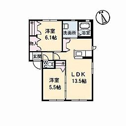 クラヴィエ南昭和D 2LDKの間取図画像