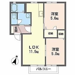 ディアス昭和1 2LDKの間取図画像