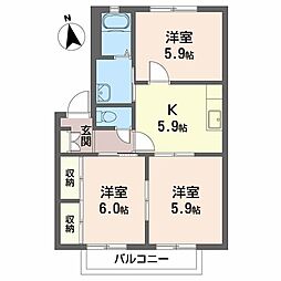 ディアス千原2 3Kの間取図画像