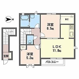 フサクラヴィエB 2LDKの間取図画像