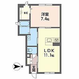 フェリシードひめばらA 1LDKの間取図画像