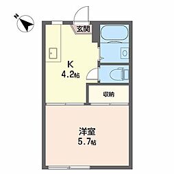 コーポ渡部 1Kの間取図画像