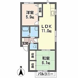 アイリス川原 2LDKの間取図画像