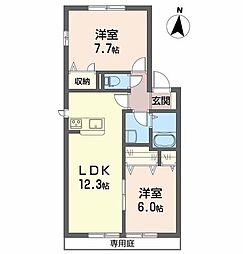 グランシードあいA 2LDKの間取図画像