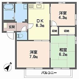 ガーデンハイム 3DKの間取図画像
