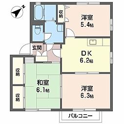 ヴィオラ片山D 3DKの間取図画像