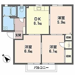 ファーブル衣干B 3DKの間取図画像