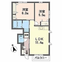 シャーメゾン矢田 2LDKの間取図画像