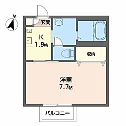 シャーメゾン泉宮 1Kの間取図画像