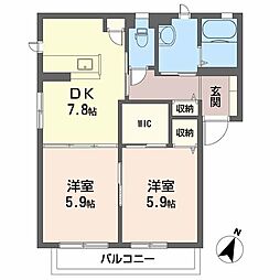 シャーメゾン松原 2DKの間取図画像