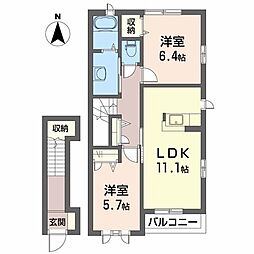 シャーメゾン・長津 2LDKの間取図画像