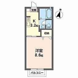 シャーメゾン八雲A 1Kの間取図画像
