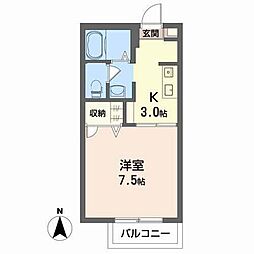シャーメゾンソレイユA 1Kの間取図画像