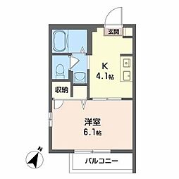 シャーメゾン和B 1Kの間取図画像