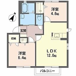 トリヴュート2 2LDKの間取図画像