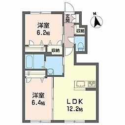 シャーメゾン万々1 2LDKの間取図画像