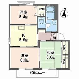 メゾン・ボヌールA 3Kの間取図画像