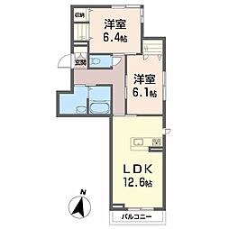 シャーメゾンカープ 2LDKの間取図画像
