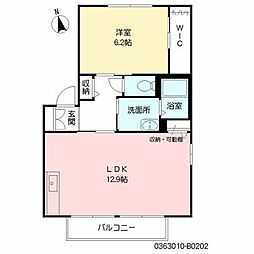 レーベン内橋B 1LDKの間取図画像