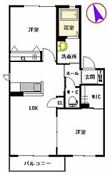 シャーメゾンＳＨＩＲＡＢＥ 2階2LDKの間取り