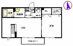 ドミールC 1LDKの間取図画像