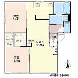 コンフォール川原田　Ｅ棟 1階2LDKの間取り