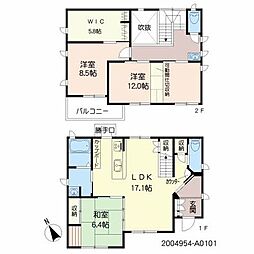 佐世保市田の浦町　積水ハウス(株)施工貸家 1階3LDKの間取り