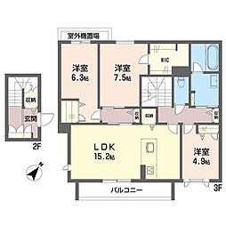 シャーメゾン　Ａｎｇｅ 2階3LDKの間取り
