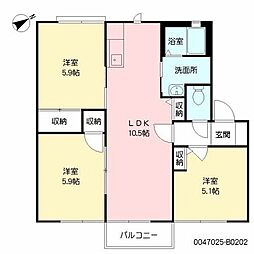 アーバンハイツ　Ｂ棟　　　 2階3LDKの間取り