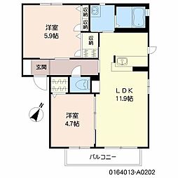 シャルマンメゾン大川A 2LDKの間取図画像