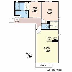 ラフィーネメゾン本町公園A 2LDKの間取図画像