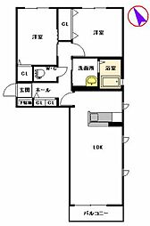 コリーヌ和 2LDKの間取図画像