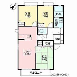 フェリーチェ学研台1C棟 3LDKの間取図画像
