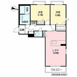 ヴェレ西神原 2LDKの間取図画像