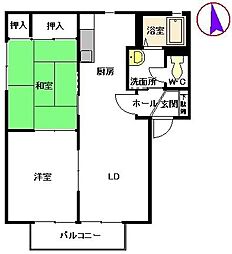 リーベン・アルム 2LDKの間取図画像