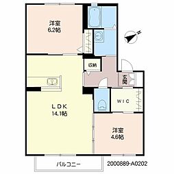 グランドソレイユ柏の森A 2LDKの間取図画像