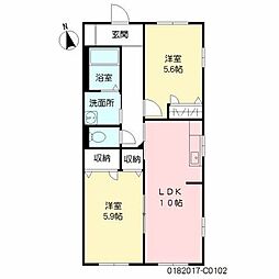 ペアーレ葛木C 1LDKの間取図画像