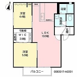 グランドゥール小池原 2LDKの間取図画像
