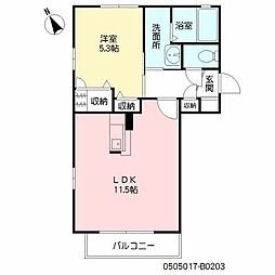 エステルB 1LDKの間取図画像