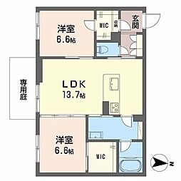 シャーメゾン県庁南 1階2LDKの間取り