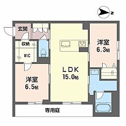 シャーメゾン県庁南 1階2LDKの間取り