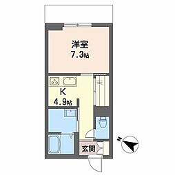 Paradiso本荘 1Kの間取図画像