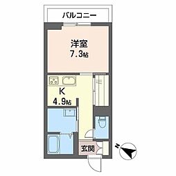 Paradiso本荘 1Kの間取図画像