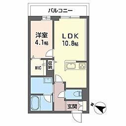 Paradiso本荘 1LDKの間取図画像