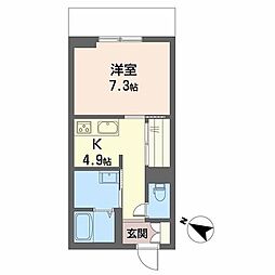 Paradiso本荘 1Kの間取図画像