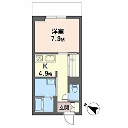 Paradiso本荘 1Kの間取図画像