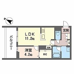 Paradiso本荘 1LDKの間取図画像